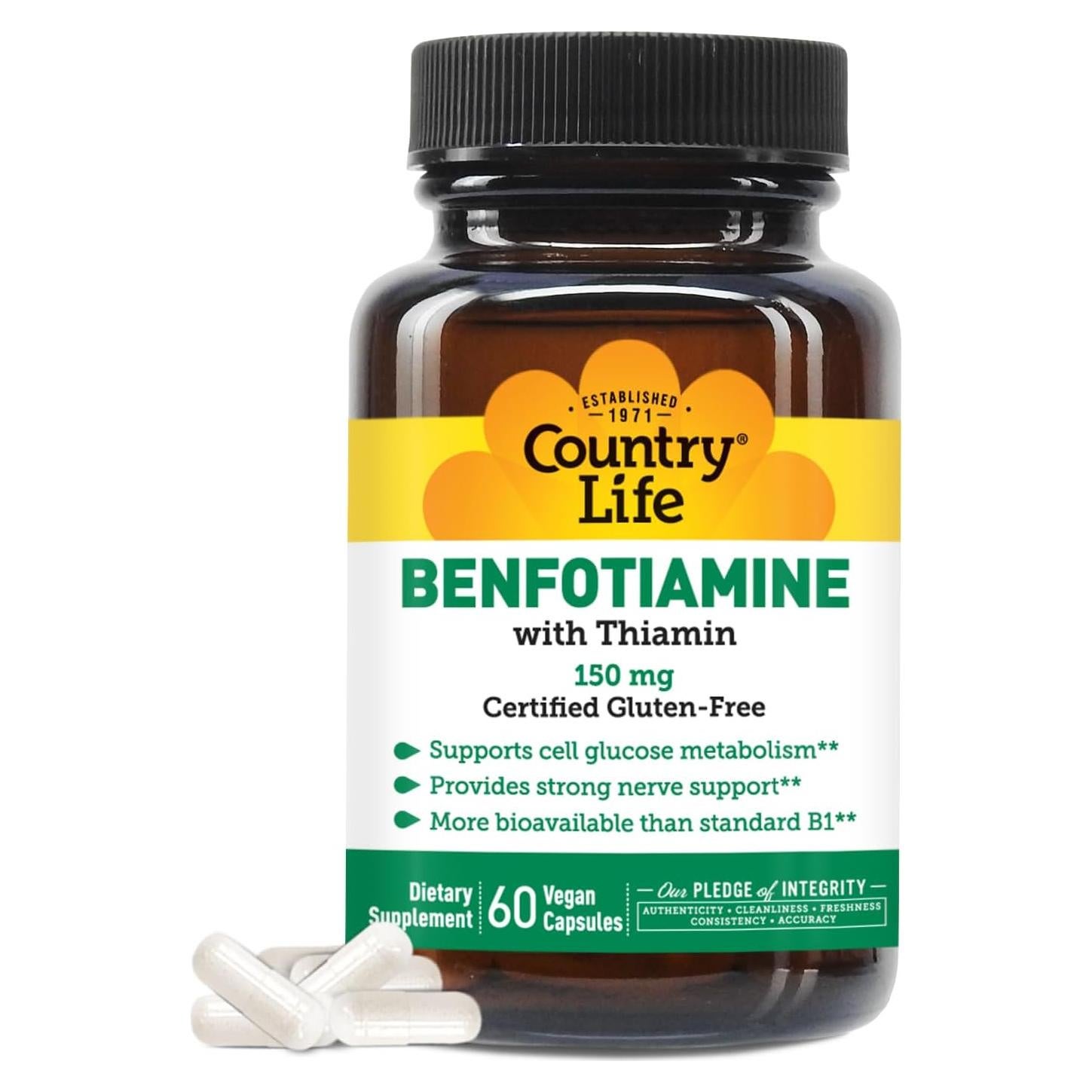 Benfotiamina 150mg Country Life - 60 Cápsulas Veganas