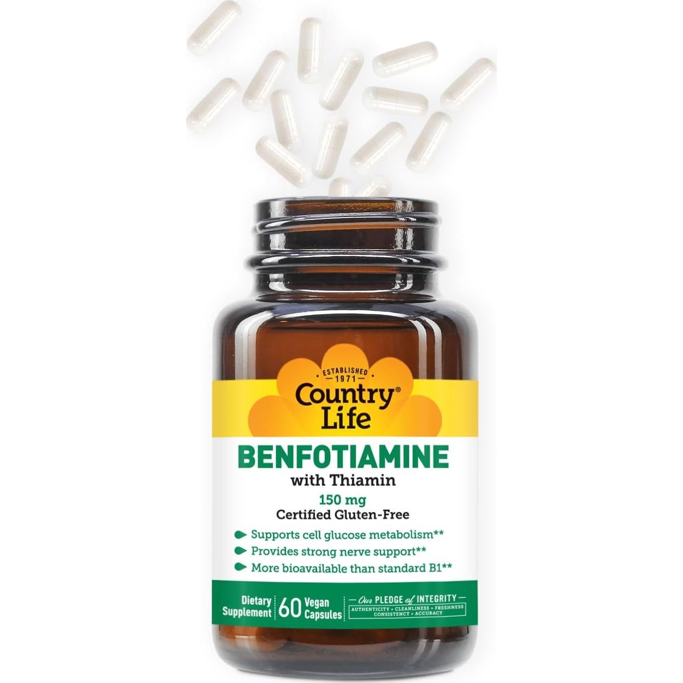 Benfotiamina 150mg Country Life - 60 Cápsulas Veganas