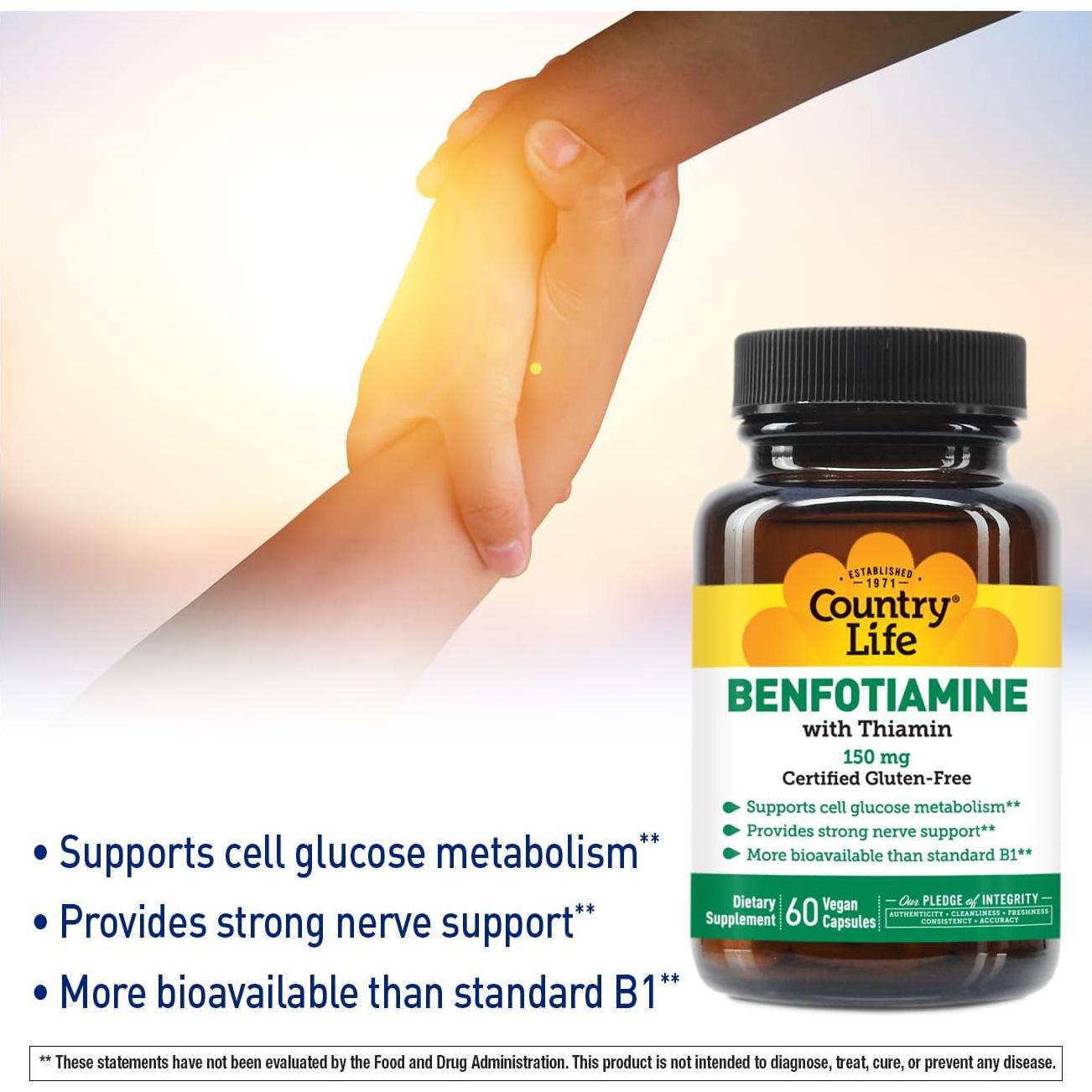 Benfotiamina 150mg Country Life - 60 Cápsulas Veganas