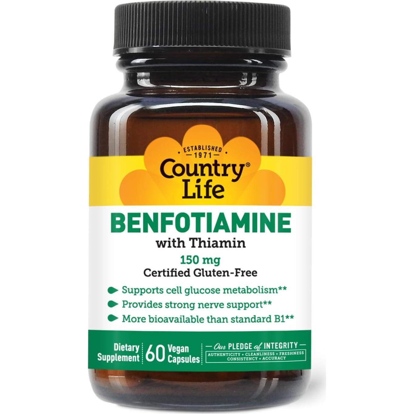 Benfotiamina 150mg Country Life - 60 Cápsulas Veganas