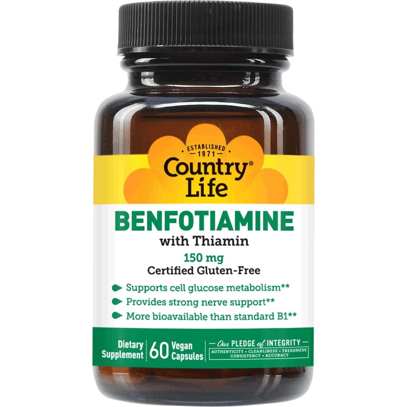 Benfotiamina 150mg Country Life - 60 Cápsulas Veganas