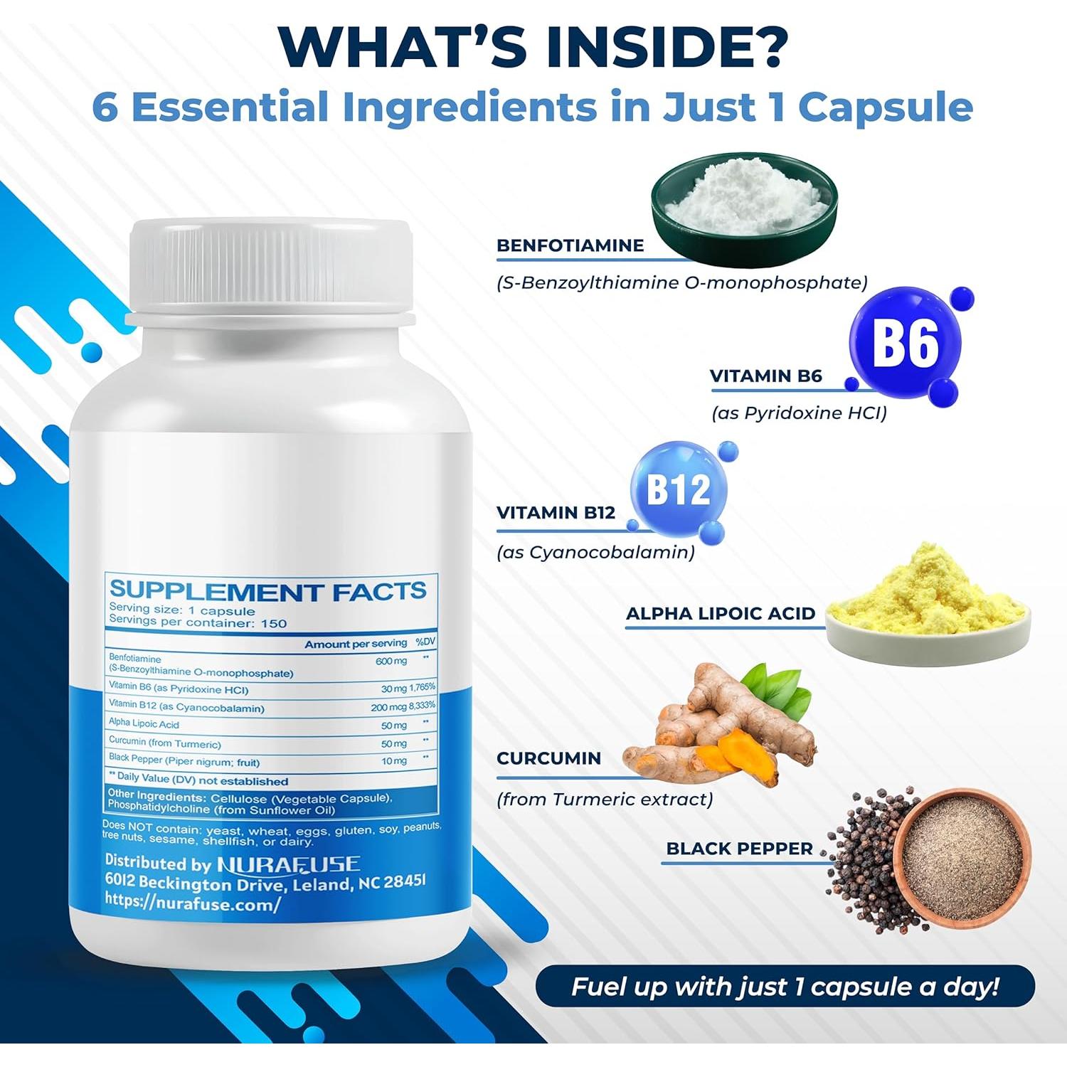 Benfotiamina Liposomal NURAFUSE 150 Cápsulas - Energía y Metabolismo