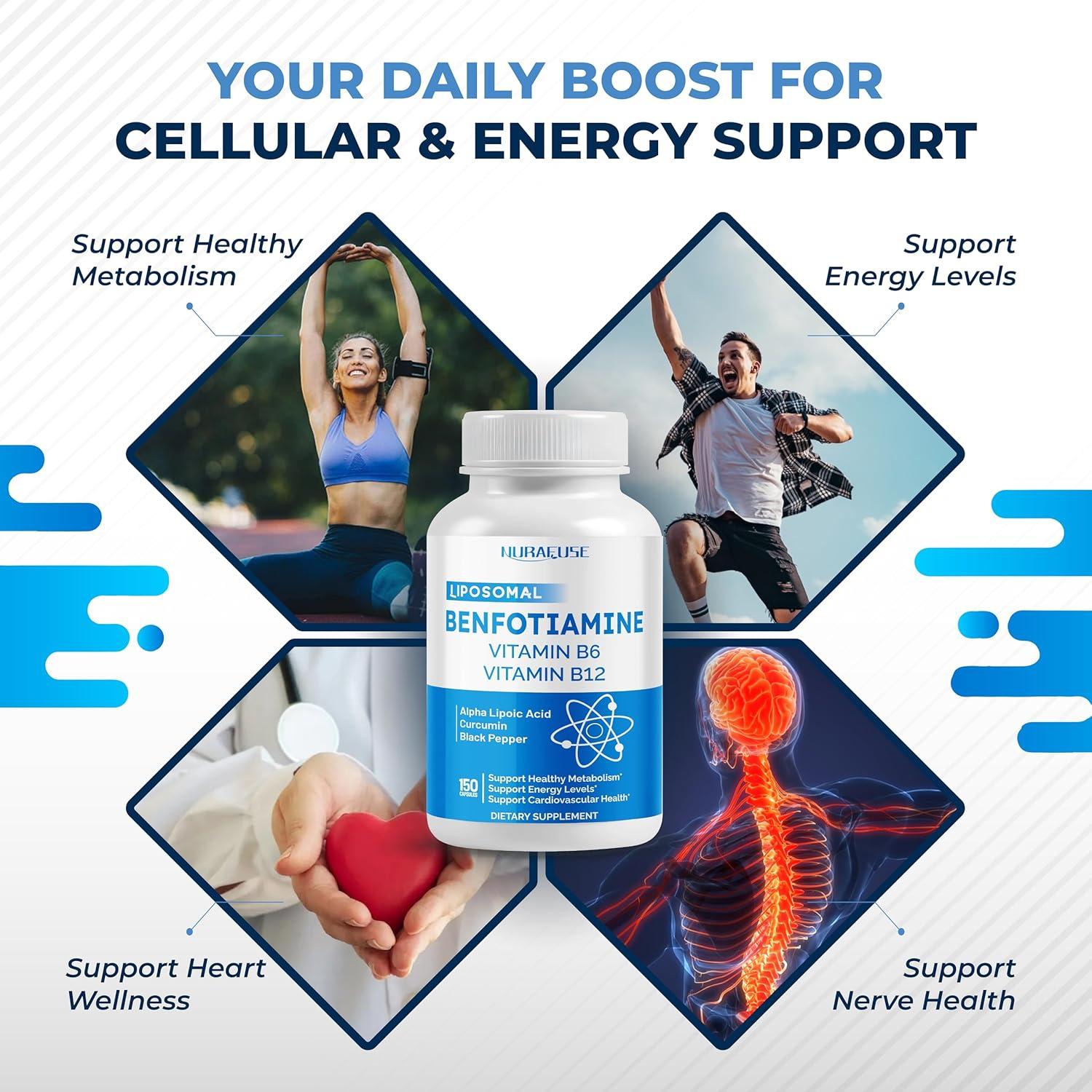 Benfotiamina Liposomal NURAFUSE 150 Cápsulas - Energía y Metabolismo