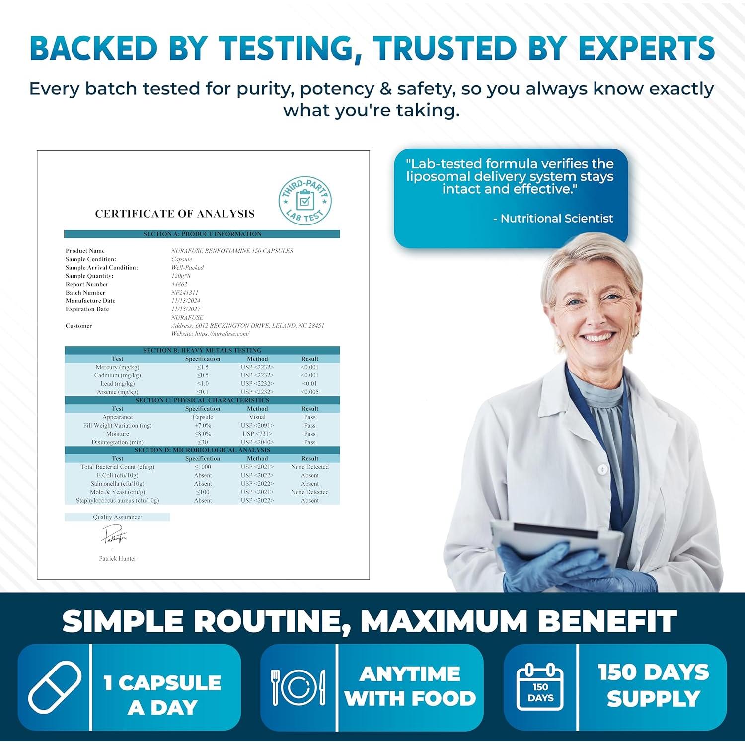 Benfotiamina Liposomal NURAFUSE 150 Cápsulas - Energía y Metabolismo