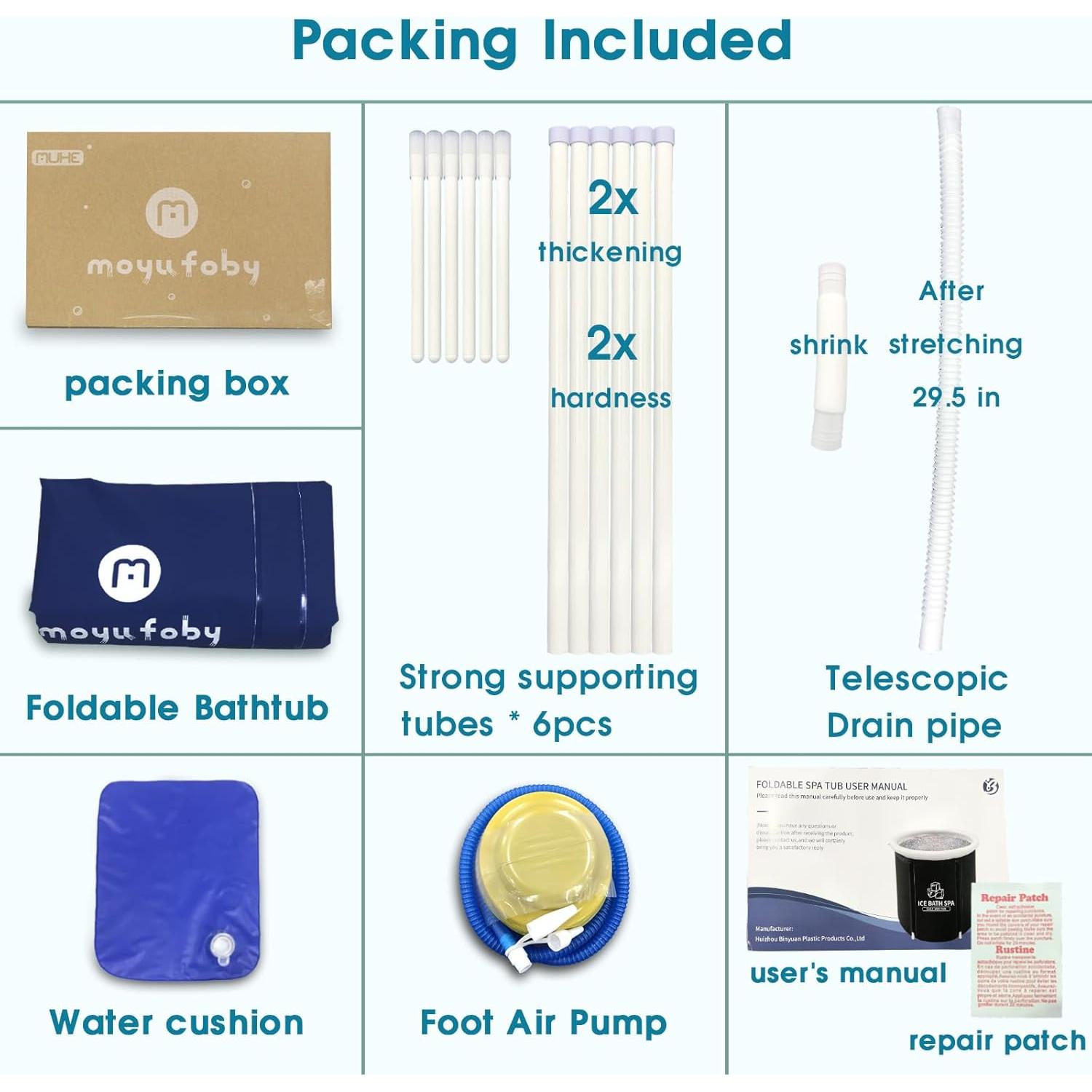 Tina de Baño de Hielo Moyufoby Plegable 74.93 cm Azul