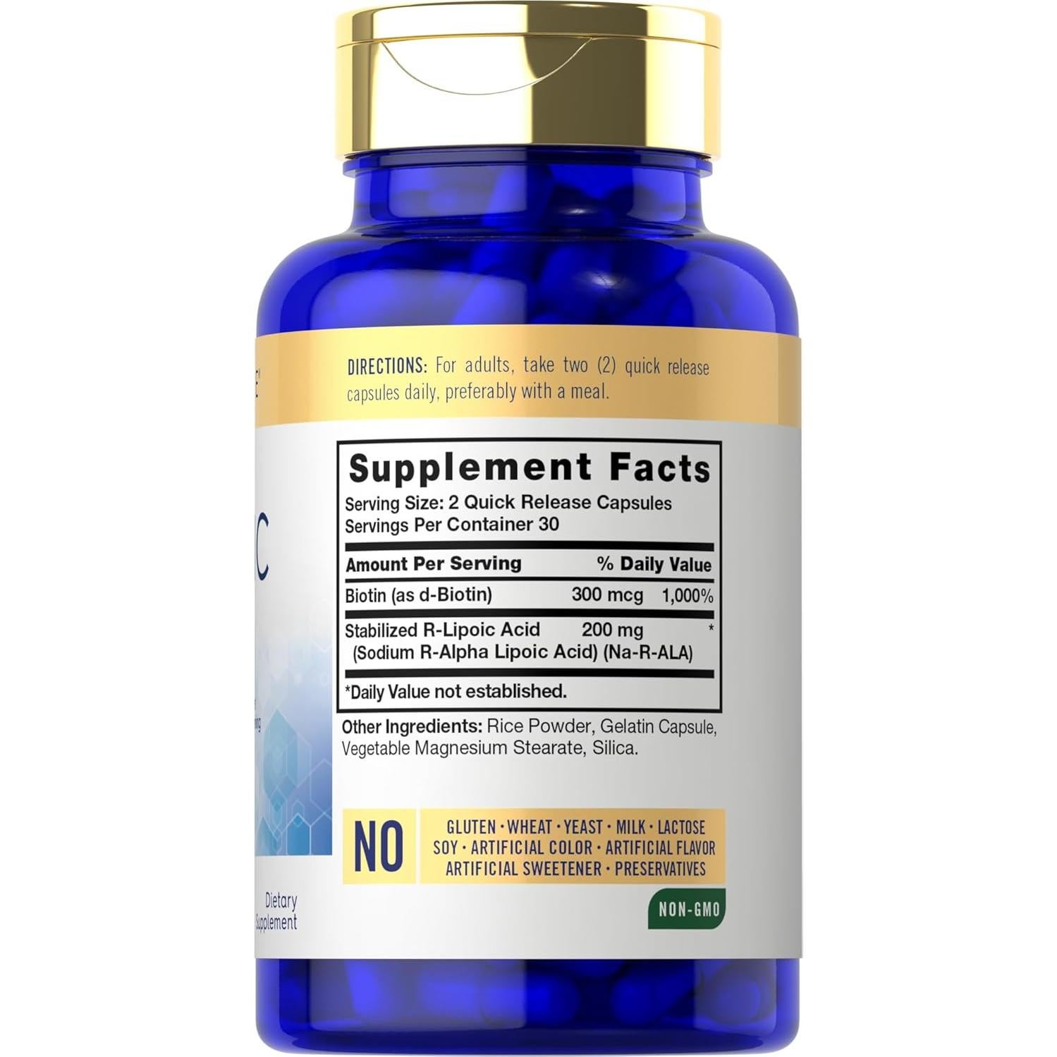 Cápsulas de Ácido R-Lipoico 200mg Carlyle con Biotina 60u