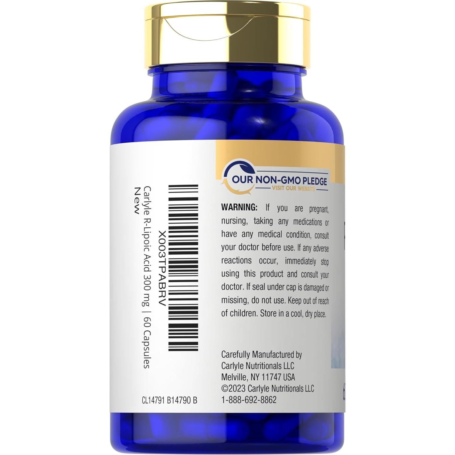 Cápsulas de Ácido R-Lipoico 200mg Carlyle con Biotina 60u