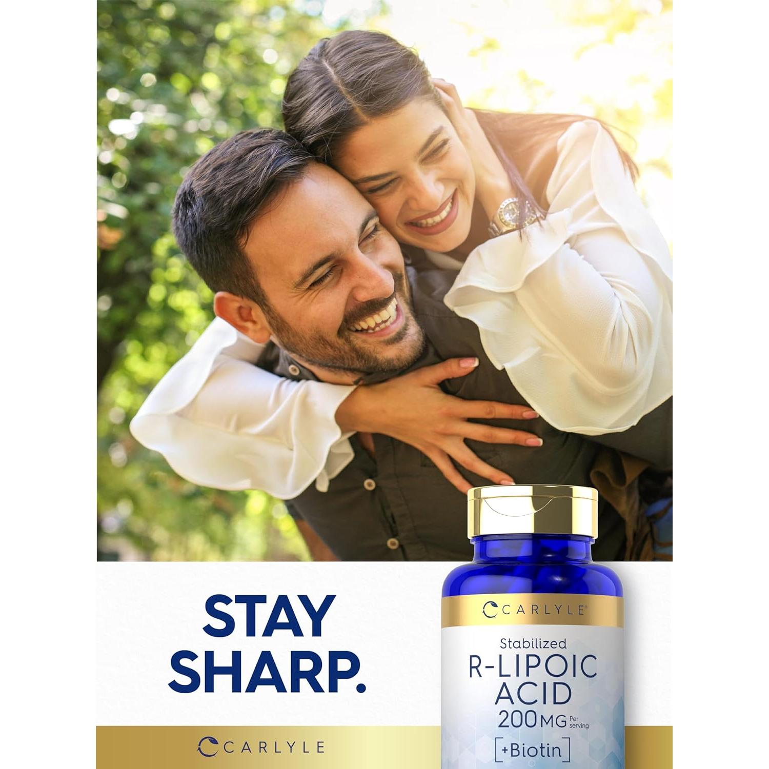 Cápsulas de Ácido R-Lipoico 200mg Carlyle con Biotina 60u