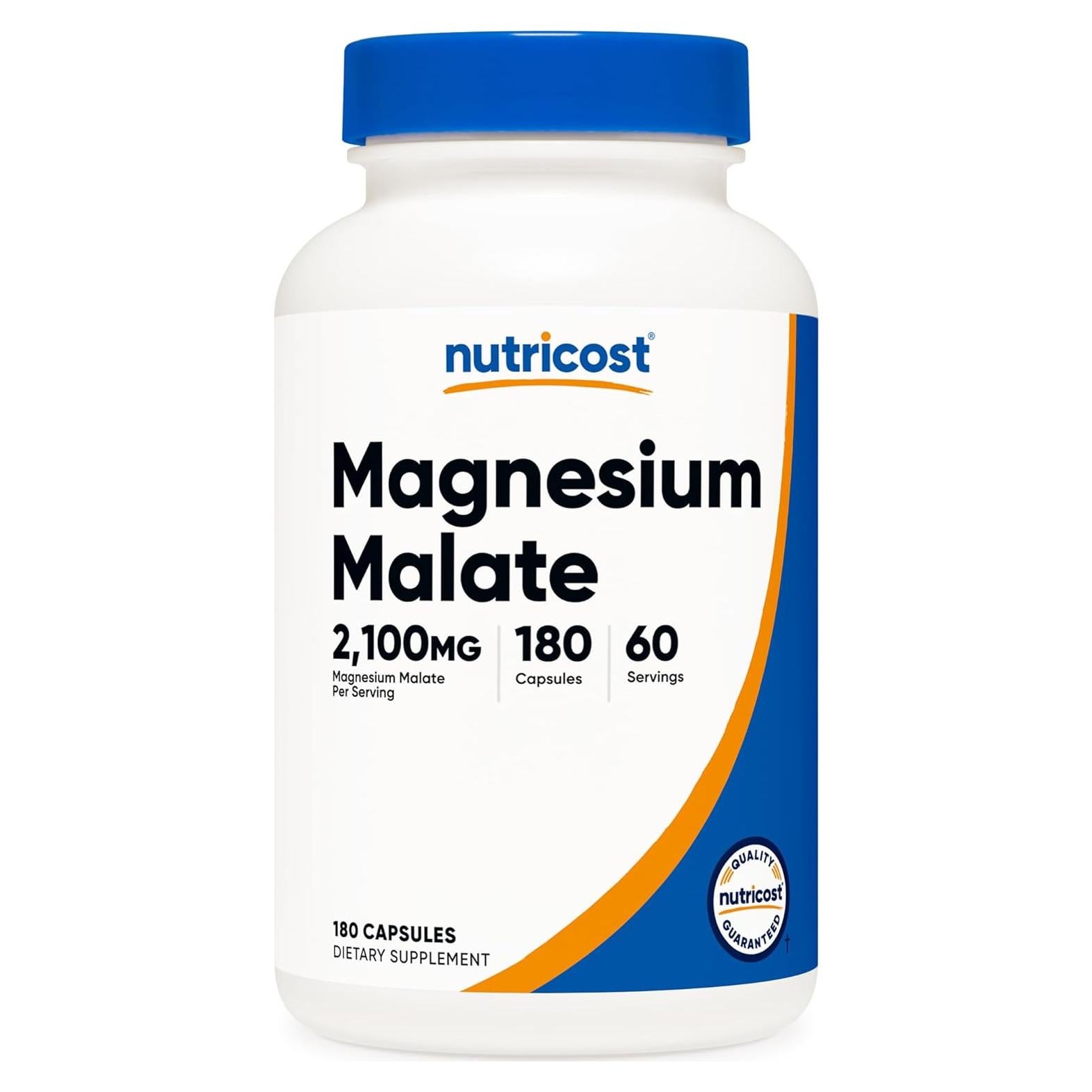 Malato de Magnesio Nutricost 2100mg 180 Cápsulas Veganas