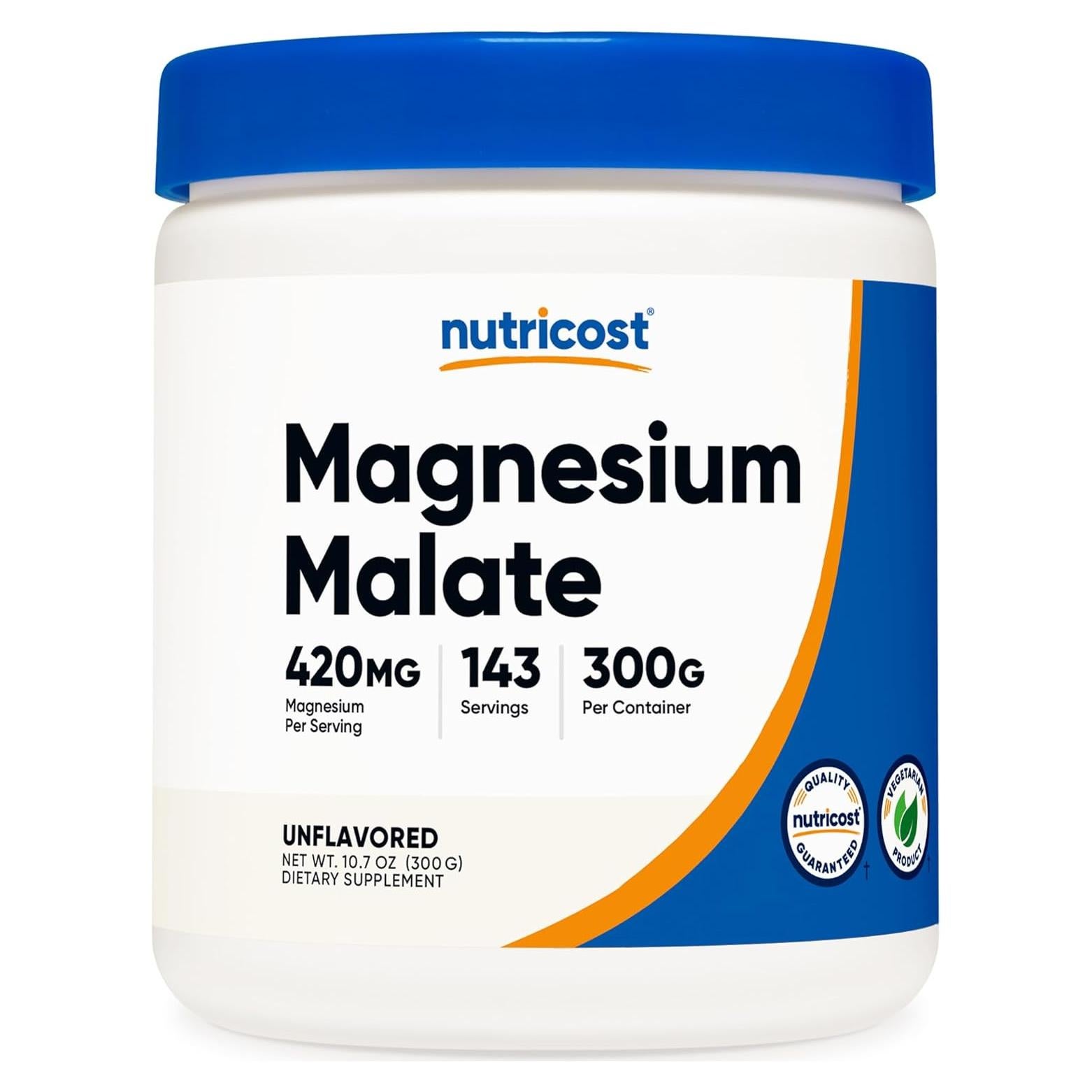 Polvo de Malato de Magnesio Nutricost 300g - 420mg por Porción