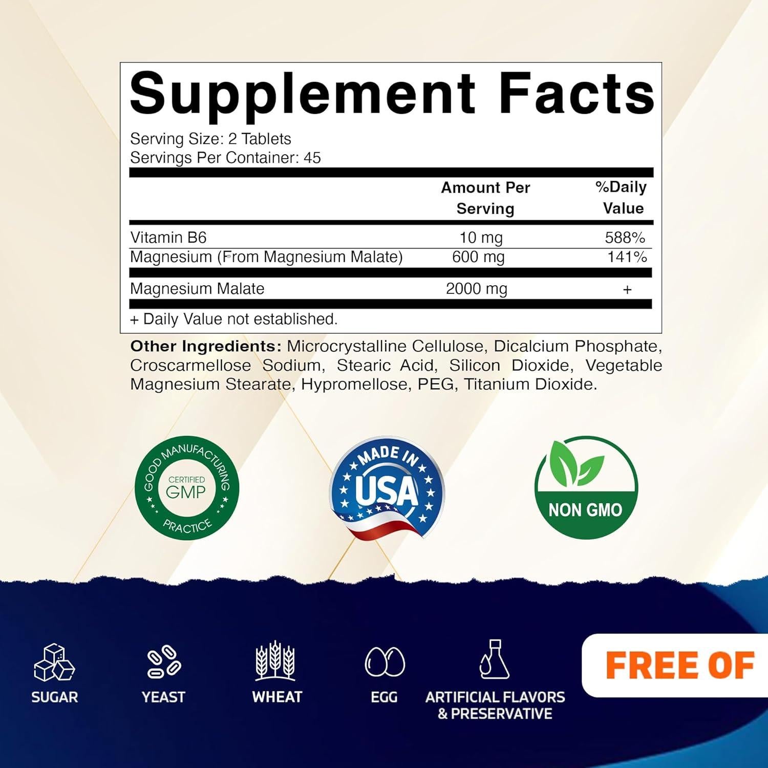 Suplemento de Magnesio Vitamatic 2000mg - 90 Tabletas Vegetarianas