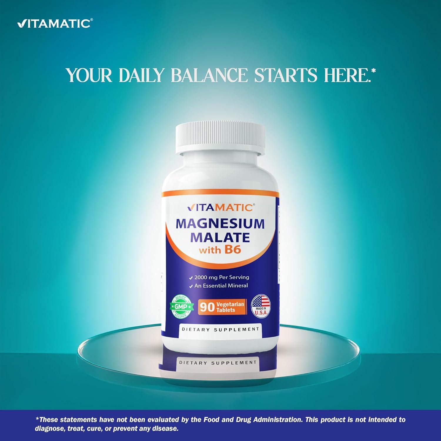 Suplemento de Magnesio Vitamatic 2000mg - 90 Tabletas Vegetarianas