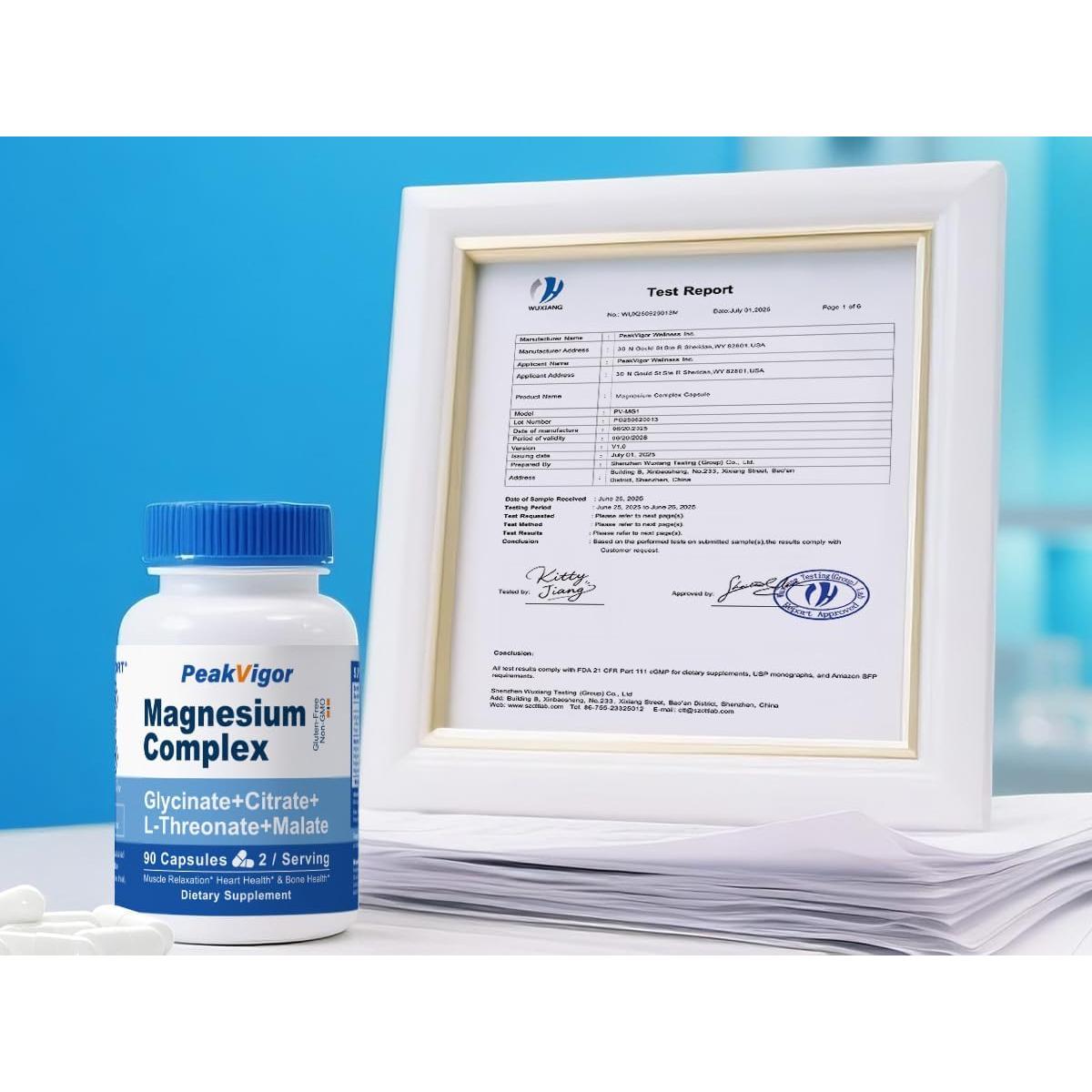 Complejo de Magnesio 976mg PeakVigor con Vitamina B6 90 Cápsulas