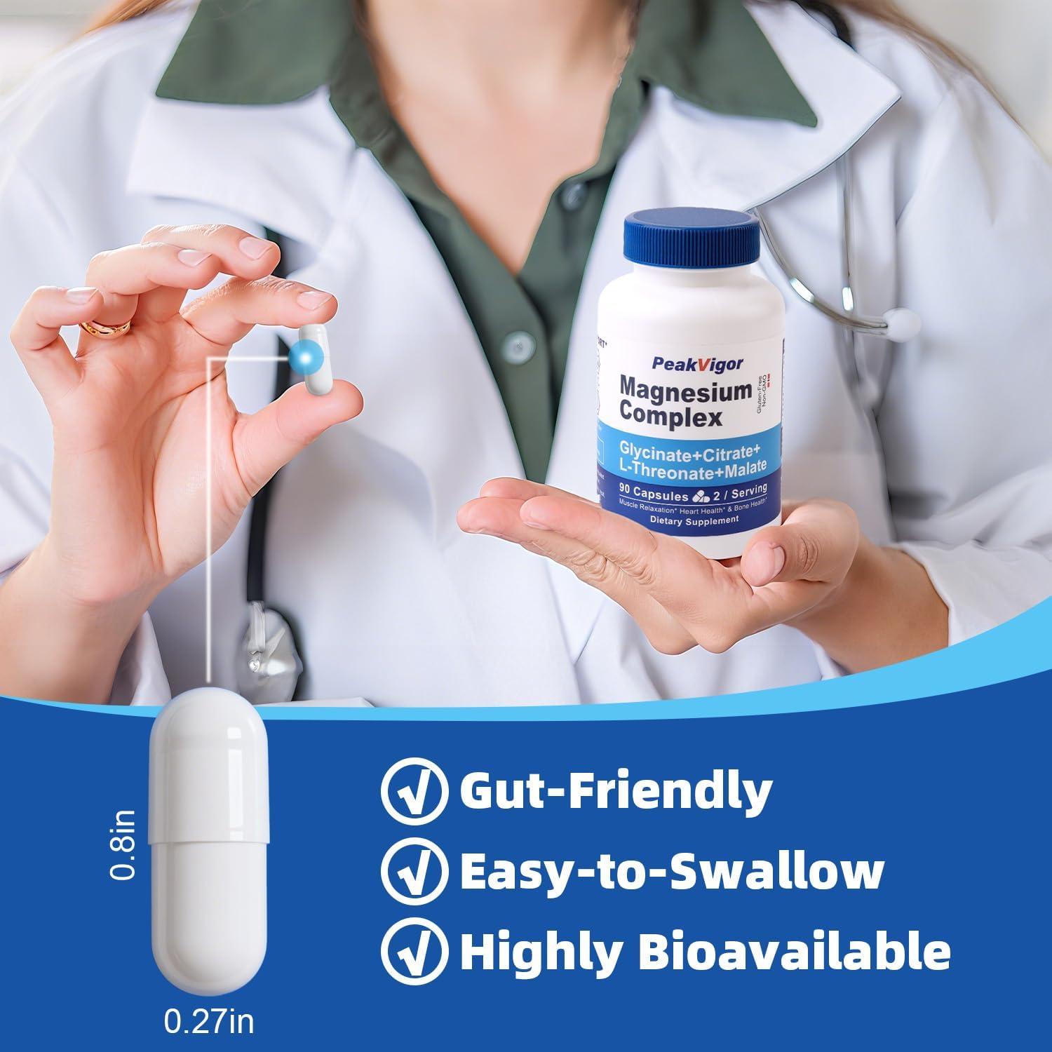 Complejo de Magnesio 976mg PeakVigor con Vitamina B6 90 Cápsulas