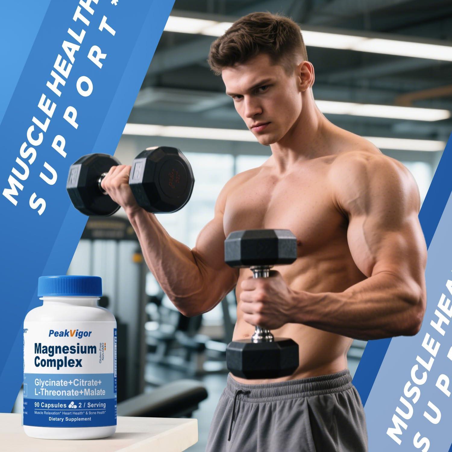 Complejo de Magnesio 976mg PeakVigor con Vitamina B6 90 Cápsulas