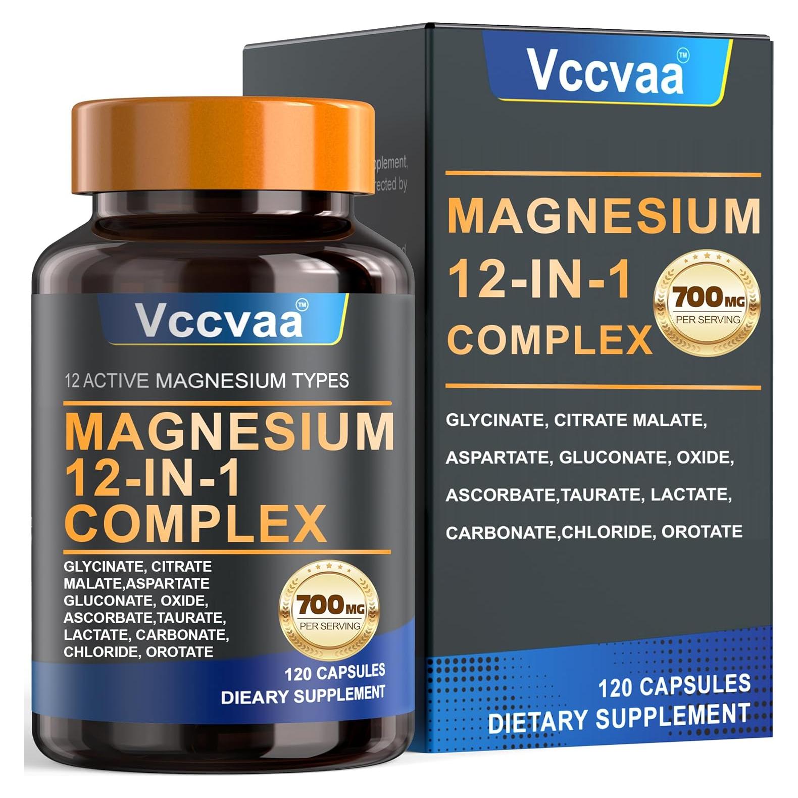 Complejo de Magnesio 700mg Vccvaa - 12 Tipos de Magnesio - 120 Cápsulas