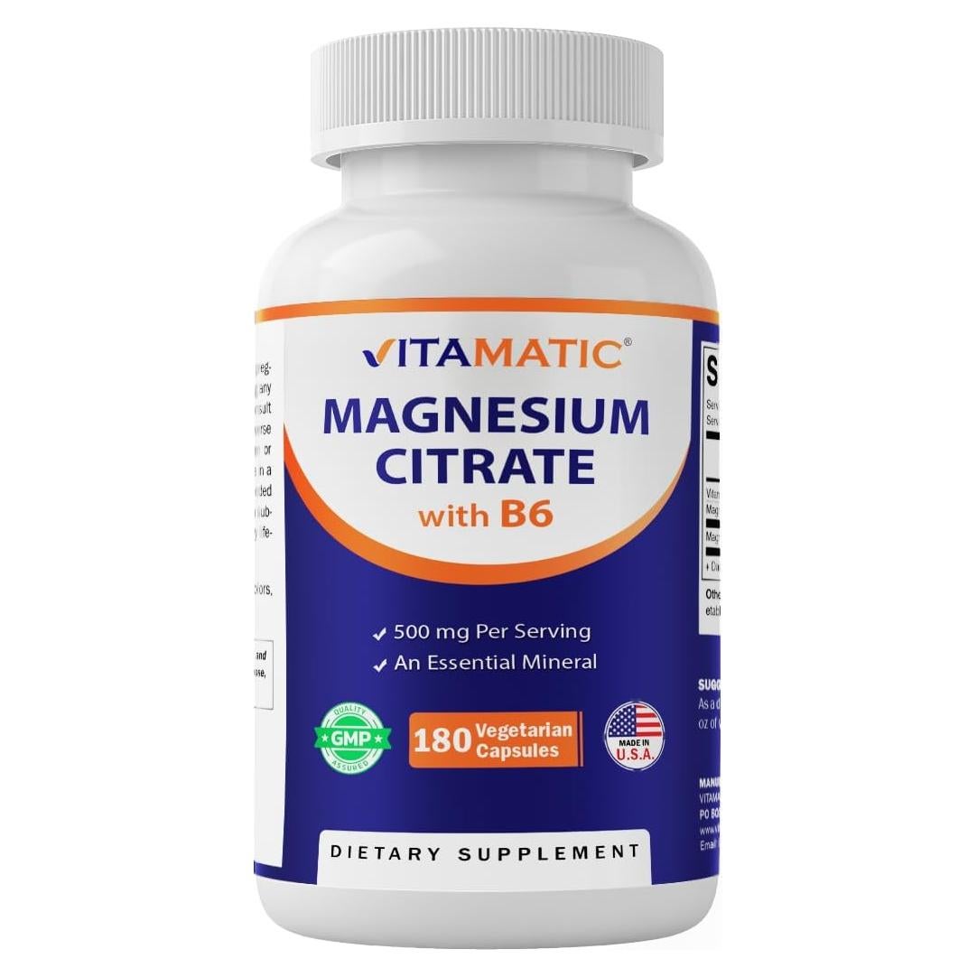 Citrato de Magnesio Vitamatic 500mg - 180 Cápsulas Vegetarianas