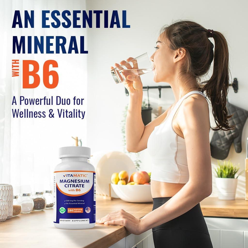 Citrato de Magnesio Vitamatic 500mg - 180 Cápsulas Vegetarianas