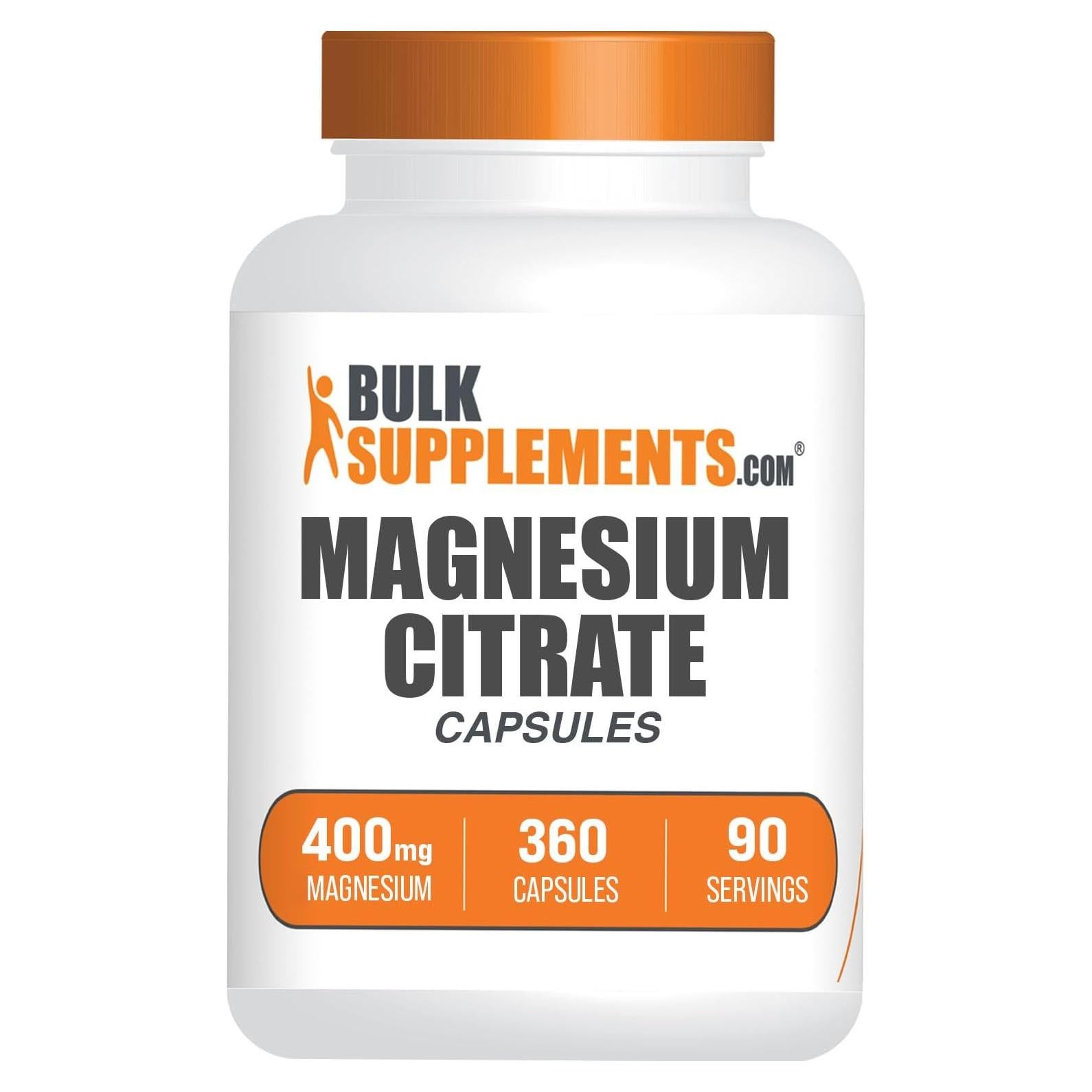 Cápsulas de Citrato de Magnesio BulkSupplements 400mg 360 Conteo