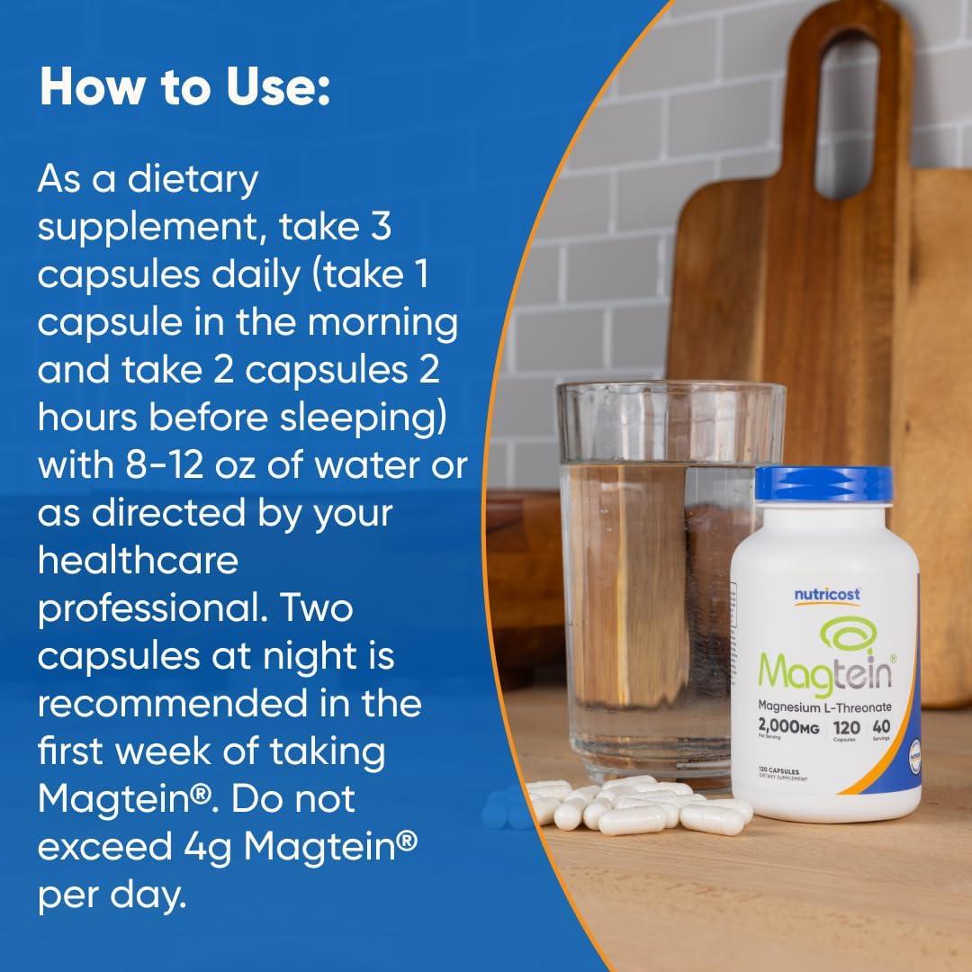 Nutricost Magnesio L-Treonato 2000mg 120 Cápsulas Sin OGM