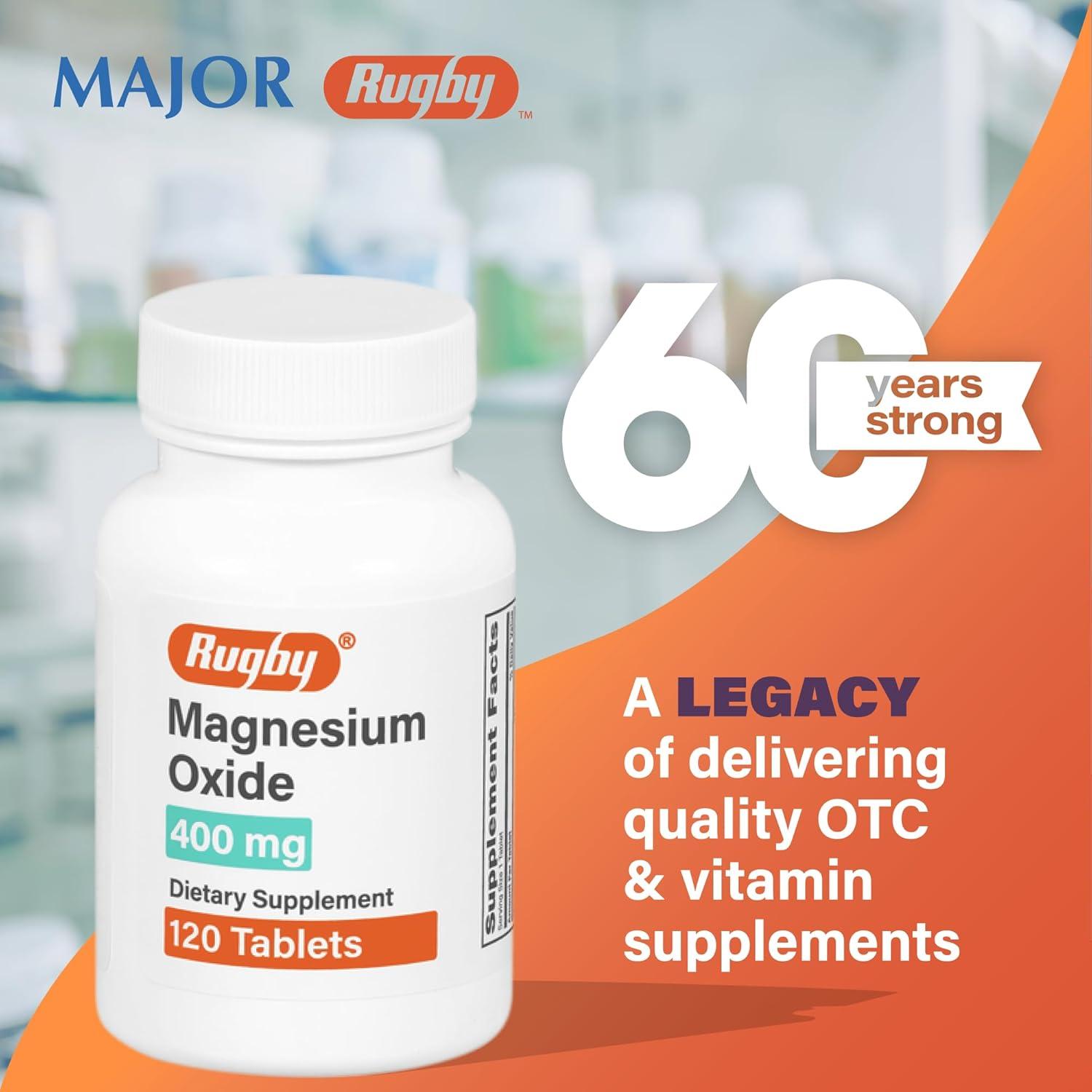 Tabletas de Óxido de Magnesio Rugby 400 mg - 120 Unidades