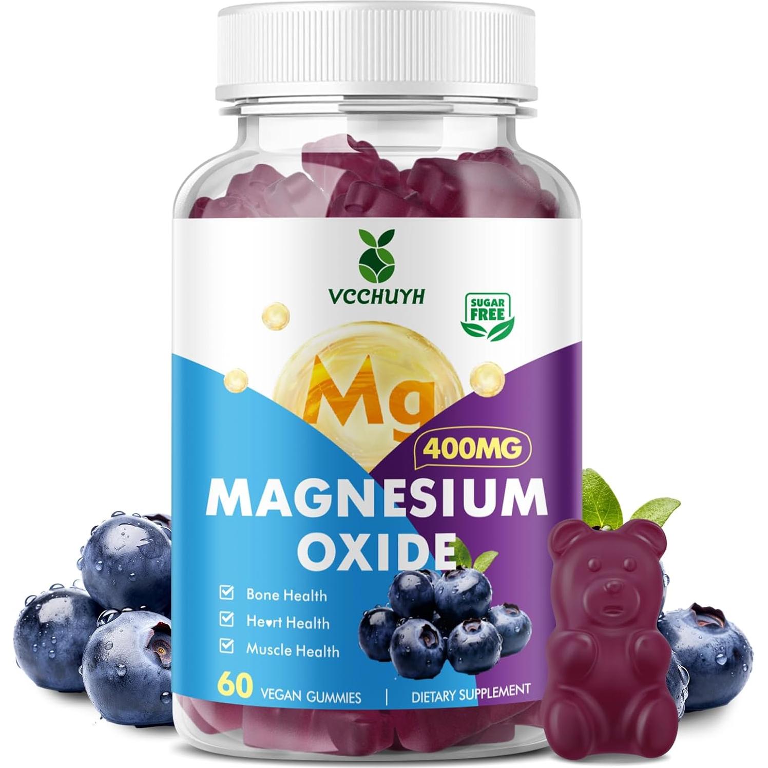 Gomitas de Óxido de Magnesio 400mg VCCHUYH Sabor Arándano 60 Unidades