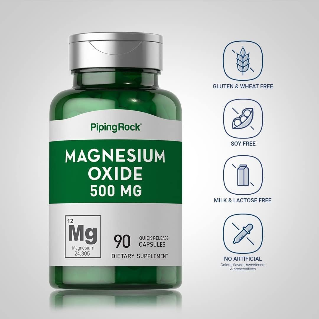 Óxido de Magnesio 500mg Piping Rock | 90 Cápsulas Rápidas
