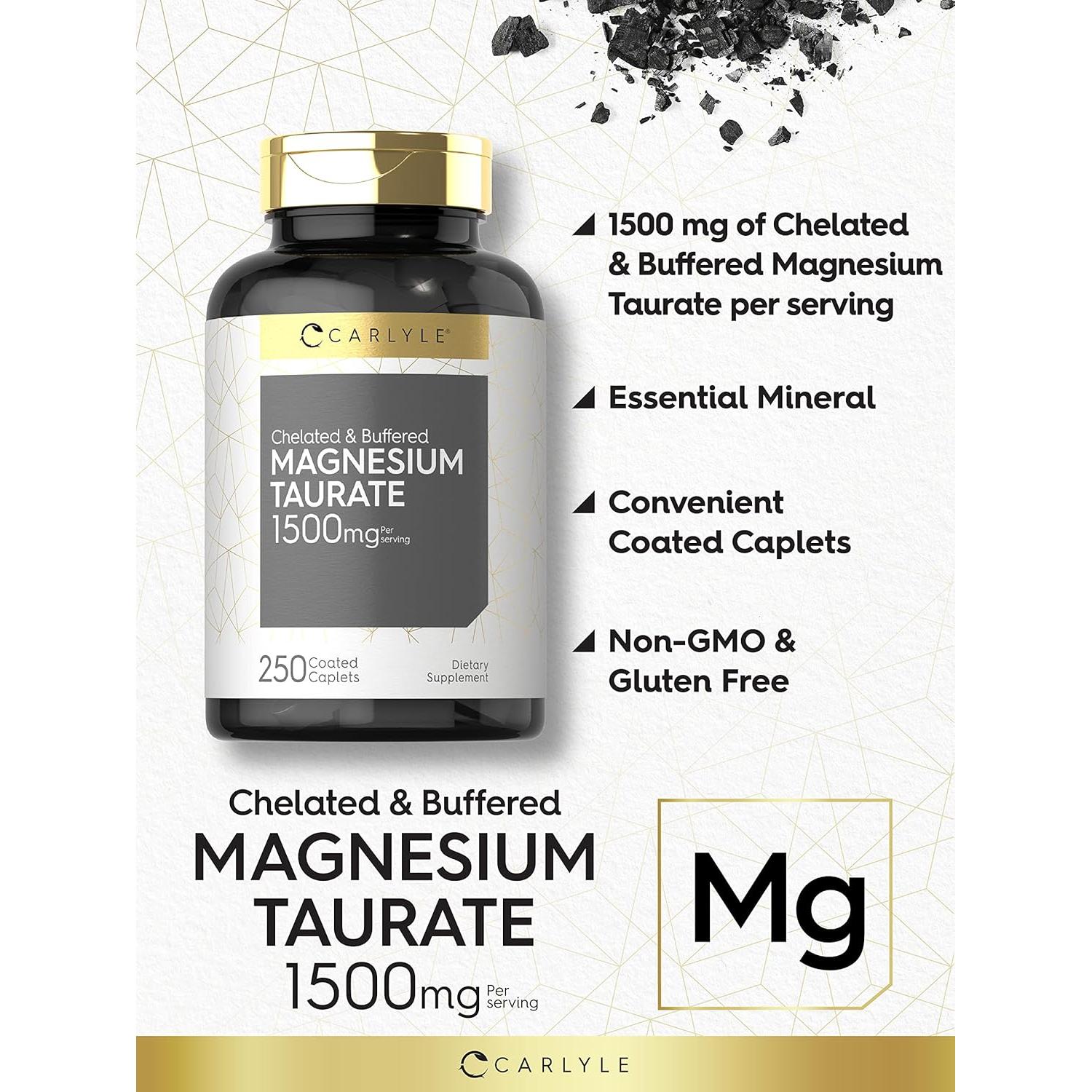 Carlyle Taurato de Magnesio 1500mg 250 Tabletas Vegetariano