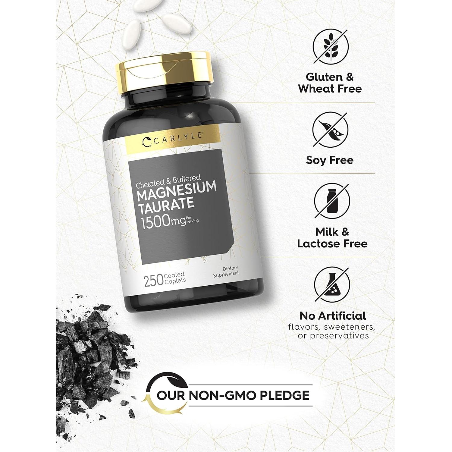 Carlyle Taurato de Magnesio 1500mg 250 Tabletas Vegetariano