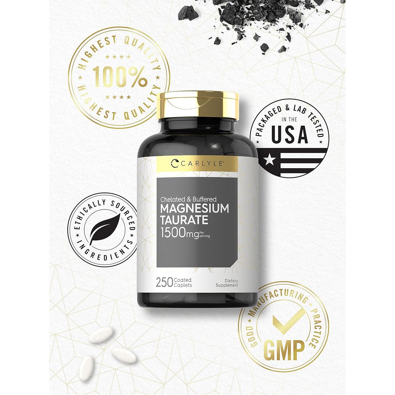 Carlyle Taurato de Magnesio 1500mg 250 Tabletas Vegetariano