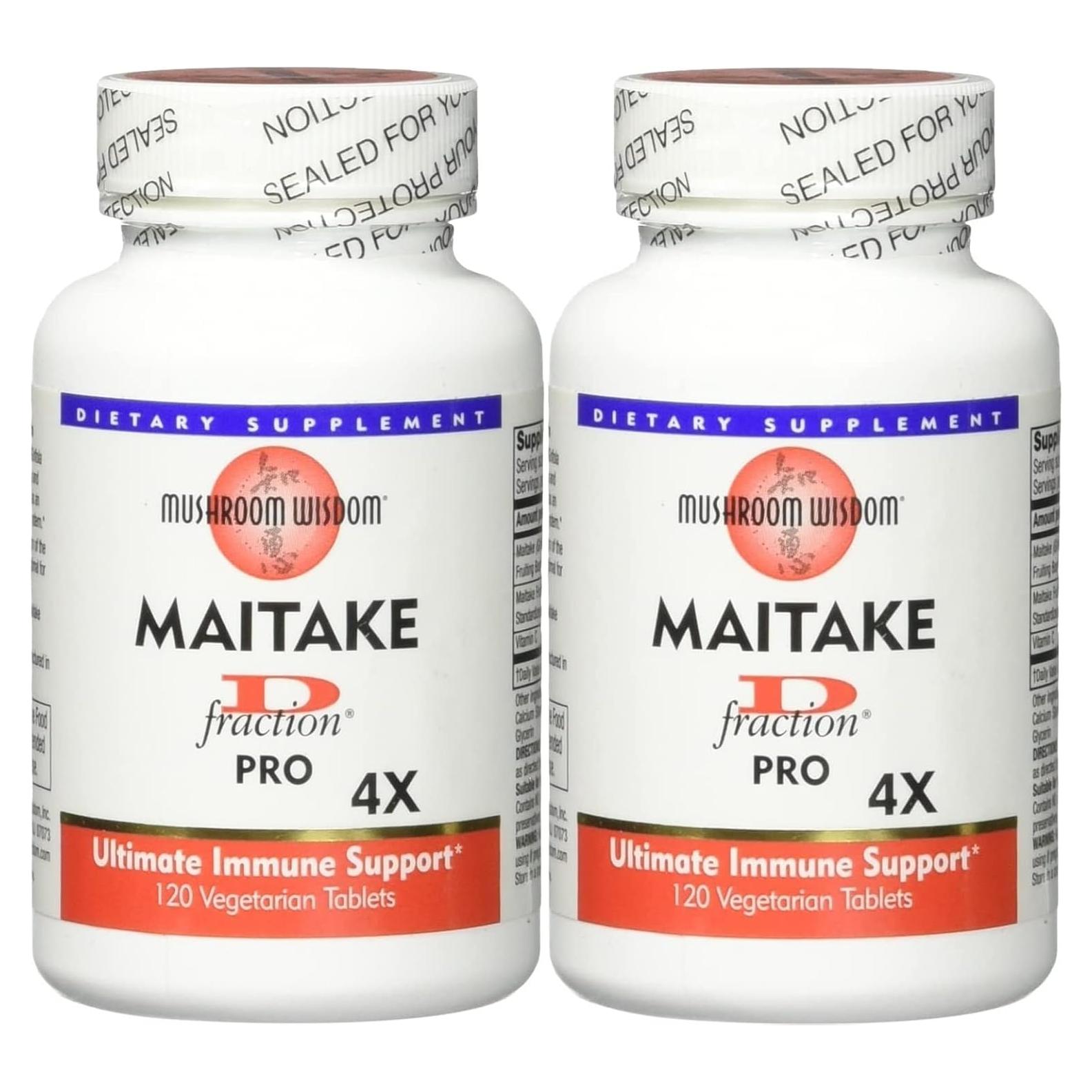 Suplemento de Hongo Maitake D-Fraction Mushroom Wisdom 120 Tabletas