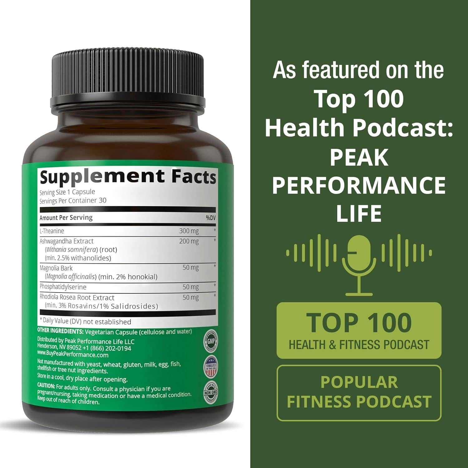 Suplemento de Cortisol 5-en-1 Peak Performance - Vegano, 50g