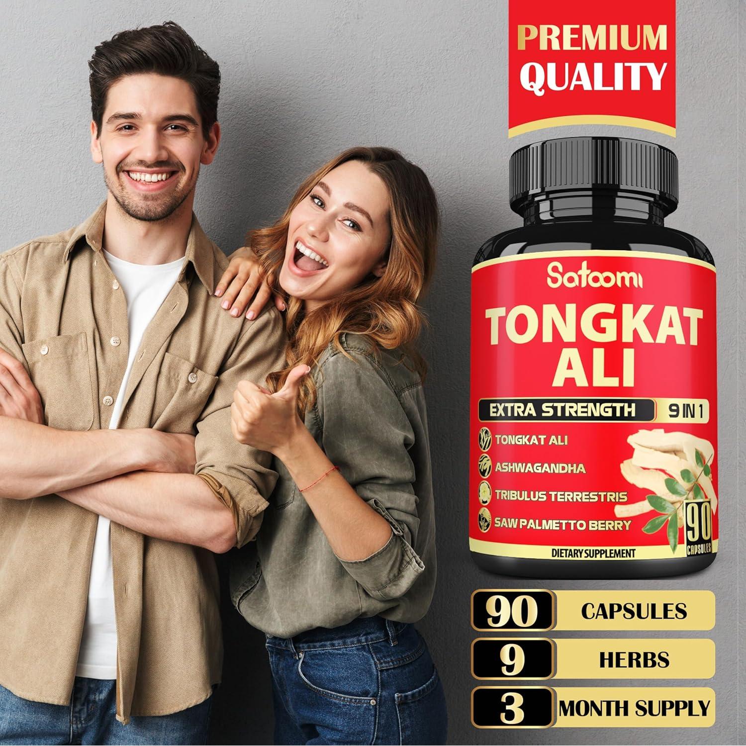 Satoomi Extracto de Raíz Tongkat Ali 9 en 1 - 90 Cápsulas Veganas