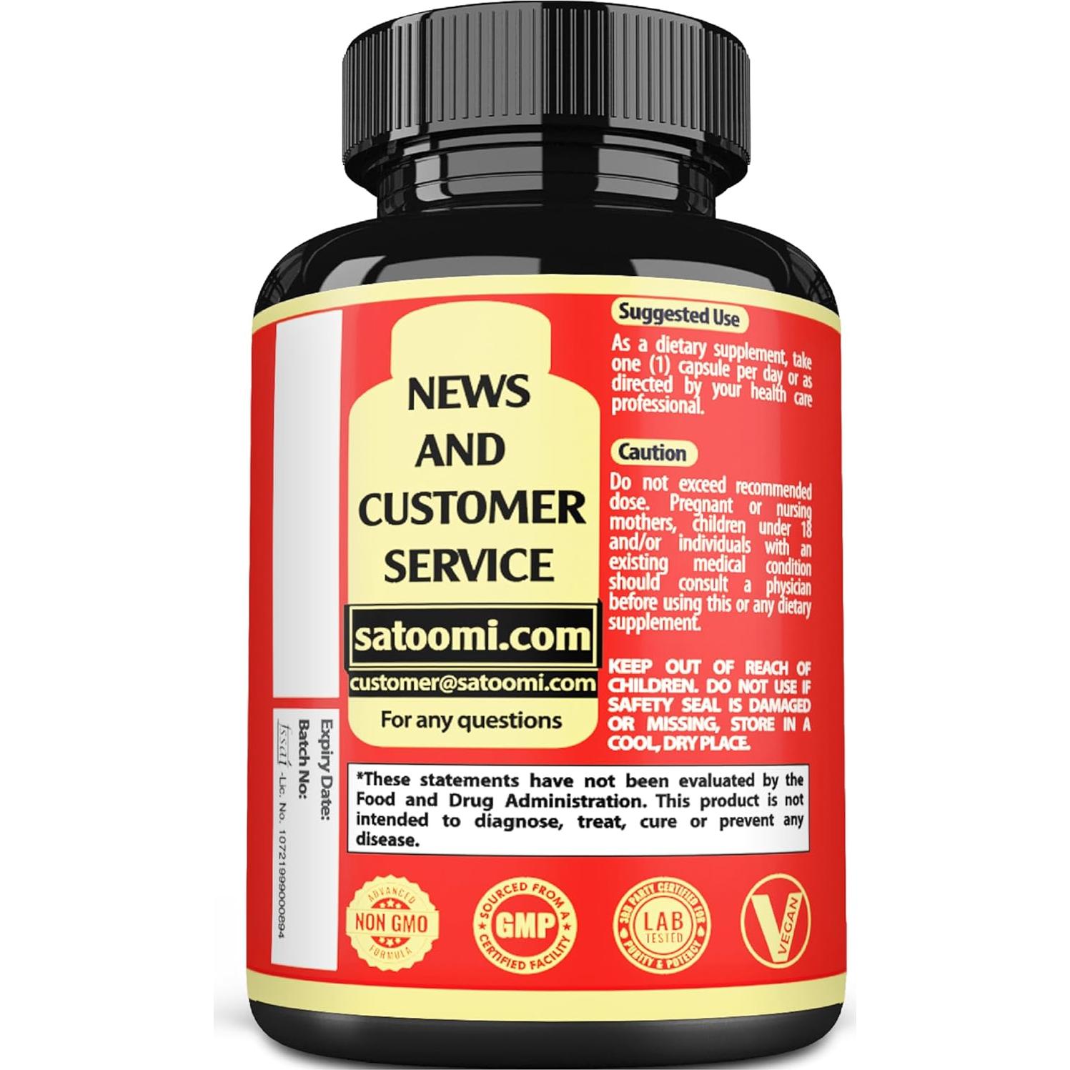 Satoomi Extracto de Raíz Tongkat Ali 9 en 1 - 90 Cápsulas Veganas