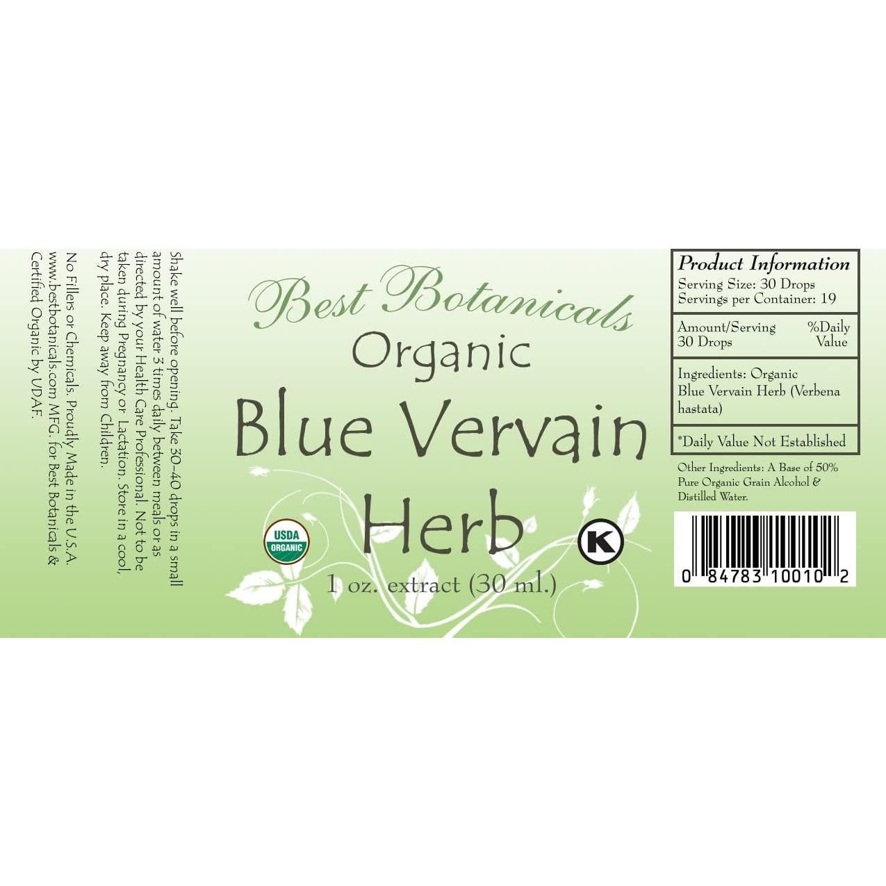 Extracto de Hierba de Vervain Azul Orgánico 29.57 ml - Mejores Botánicos