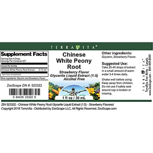 Extracto Líquido Glicerita de Raíz de Peonía Blanca TerraVita 88.72 ml Sabor Fresa - Paquete de 3