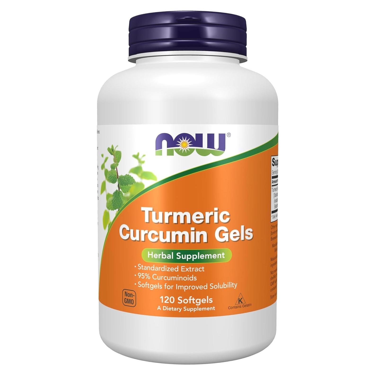 Suplemento Herbal NOW de Cúrcuma Curcumina 120 Softgels
