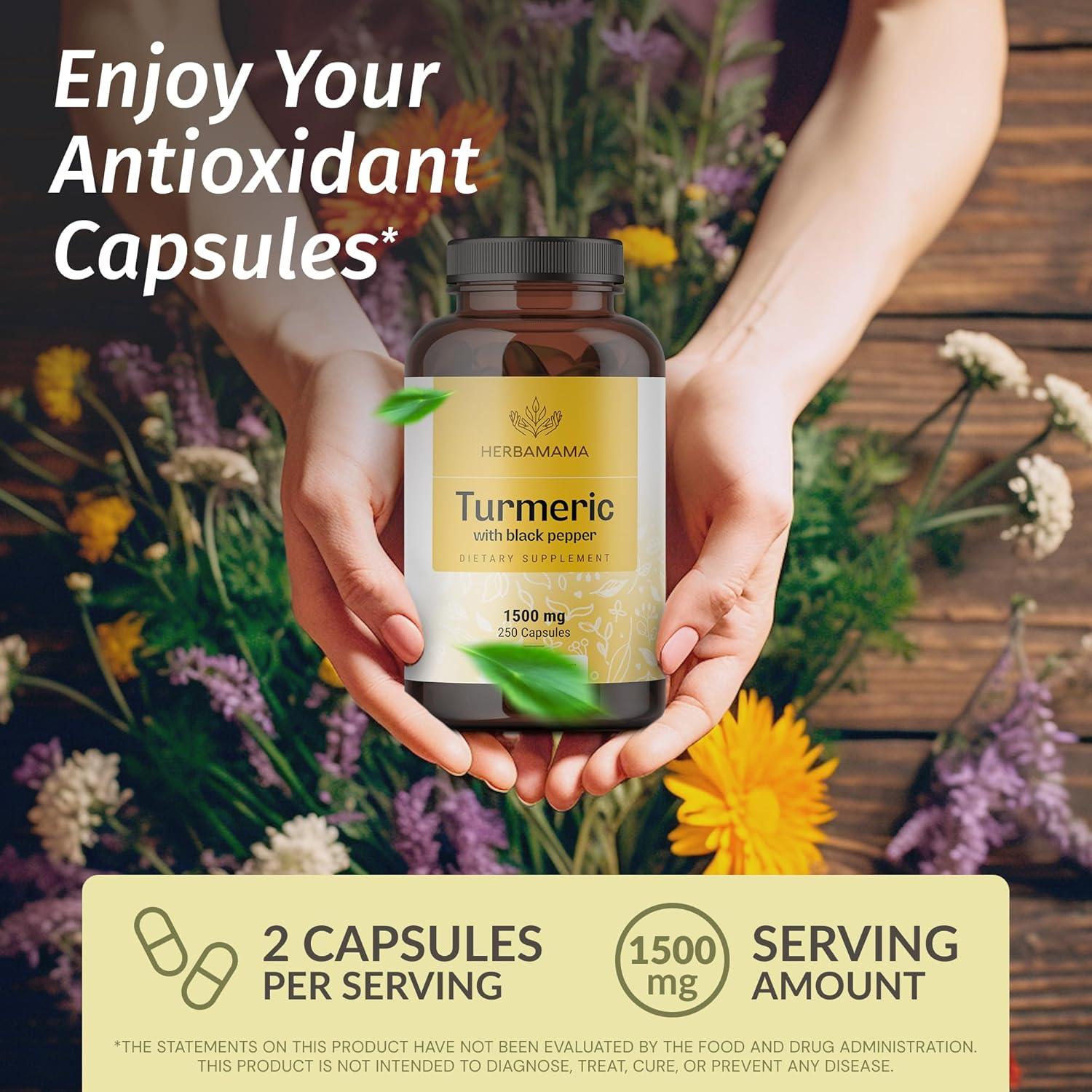 Cápsulas de Cúrcuma Curcumin Herbamama 1500mg 250 Caps