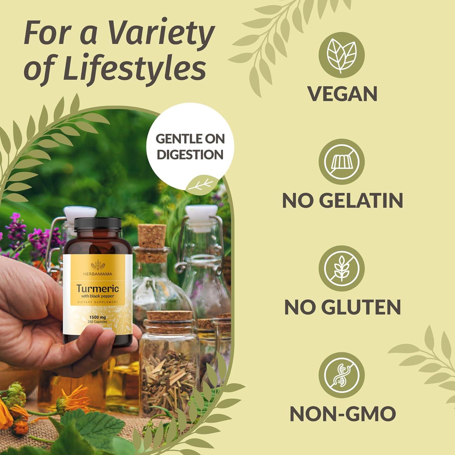 Cápsulas de Cúrcuma Curcumin Herbamama 1500mg 250 Caps