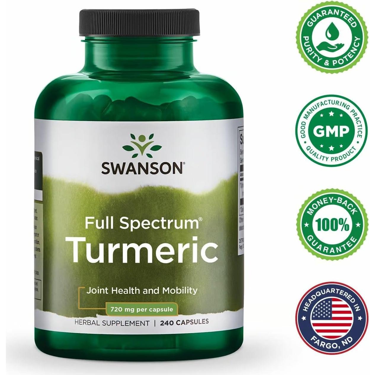 Suplemento de Cúrcuma Swanson 240 Cápsulas - Salud Articular y Digestiva