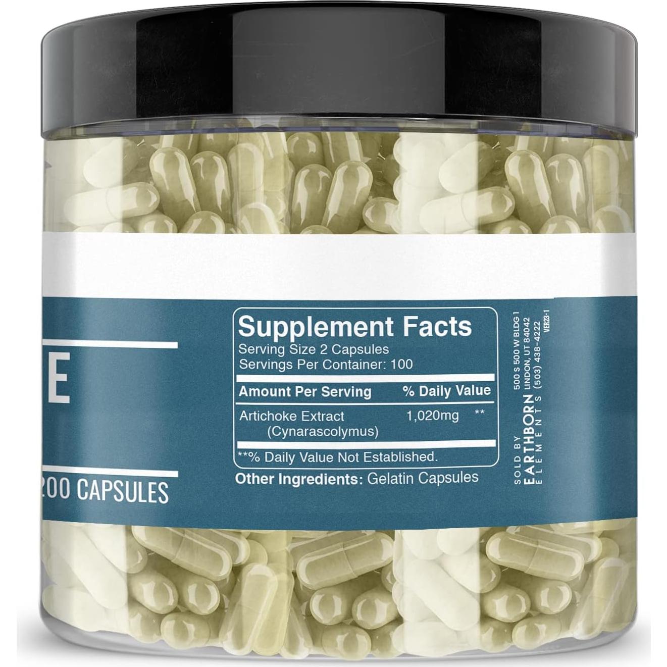 Extracto de Alcachofa Earthborn Elements 200 Cápsulas Puras