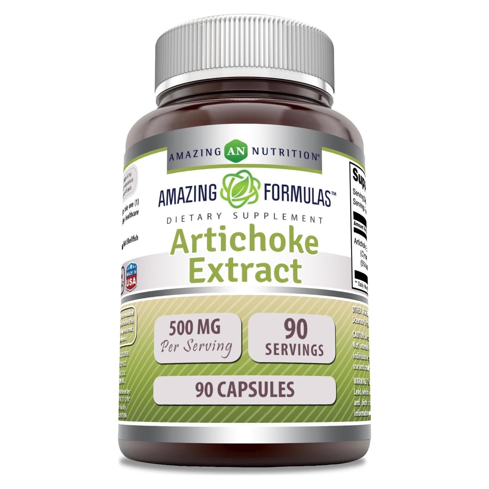 Suplemento de Alcachofa 500 Mg Nutrición Asombrosa - 90 Cápsulas