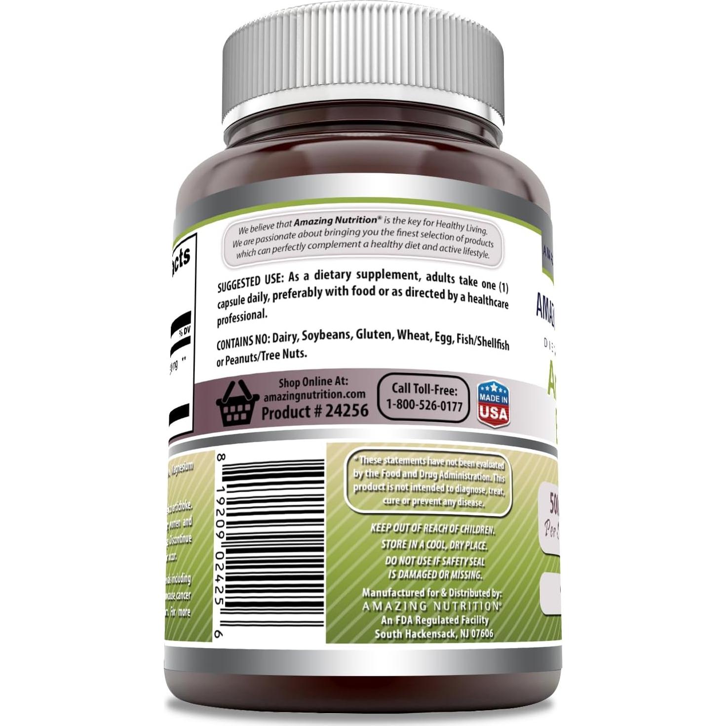 Suplemento de Alcachofa 500 Mg Nutrición Asombrosa - 90 Cápsulas