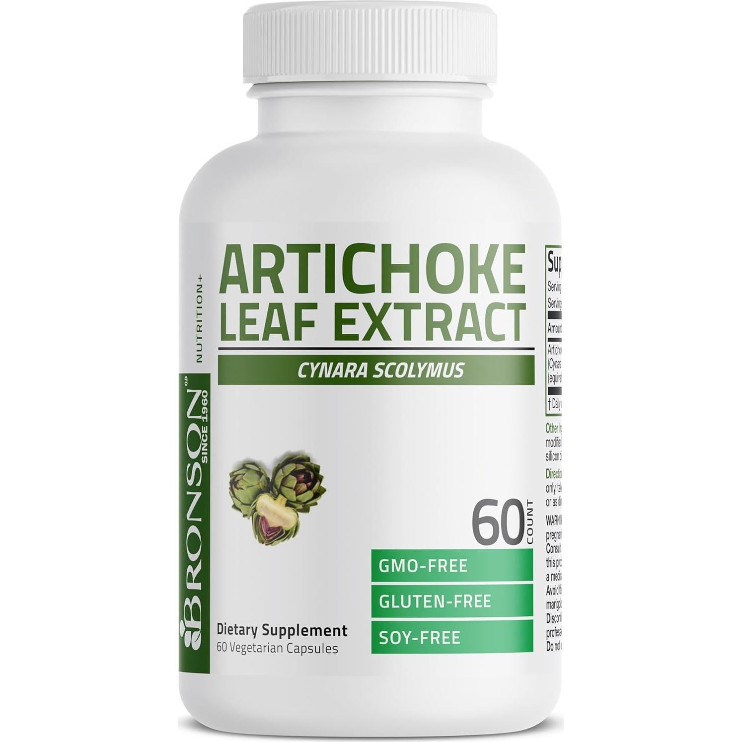 Bronson Extracto de Hoja de Alcachofa 1000 MG 60 Cápsulas Veganas