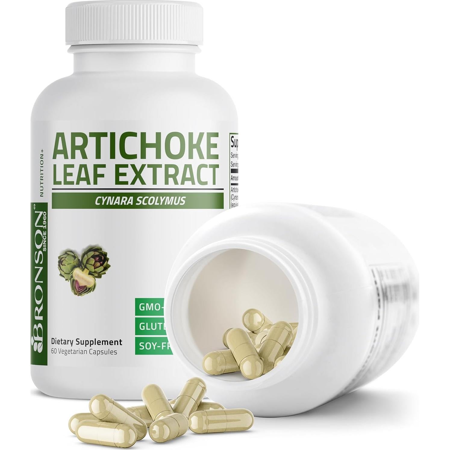 Bronson Extracto de Hoja de Alcachofa 1000 MG 60 Cápsulas Veganas