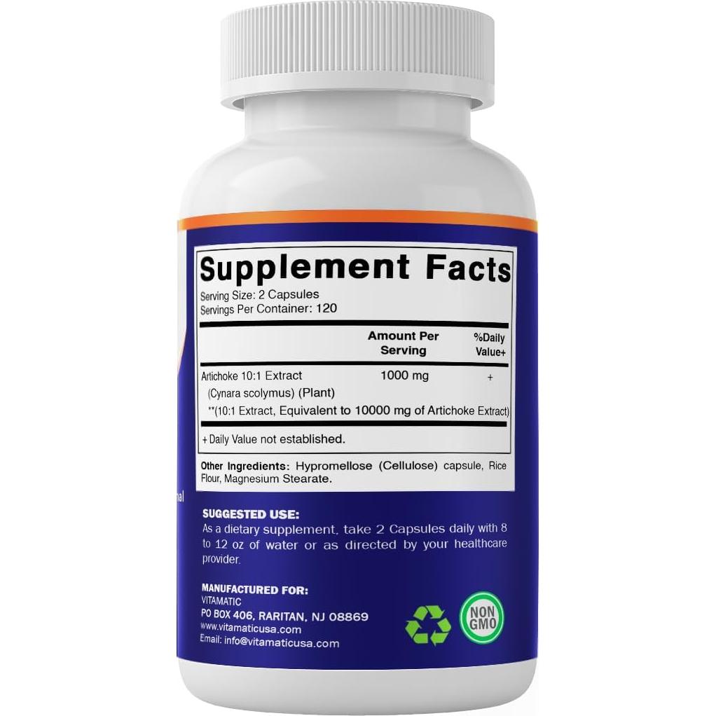 Extracto de Alcachofa Vitamatic 1000mg 240 Cápsulas Vegetales