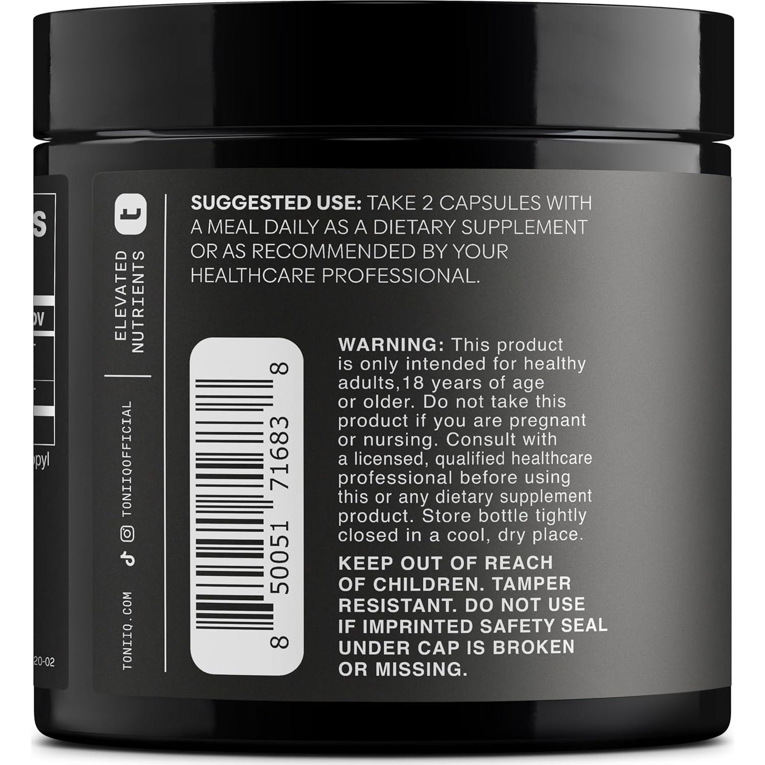 Extracto de Alcachofa Toniiq 15:1 120 Cápsulas Veganas 5% Cinarina