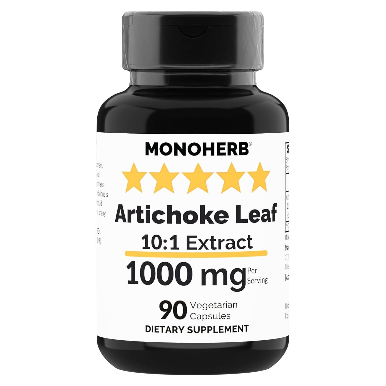 Extracto de Hoja de Alcachofa Monoherb 1000 mg - 90 Cápsulas Vegetarianas
