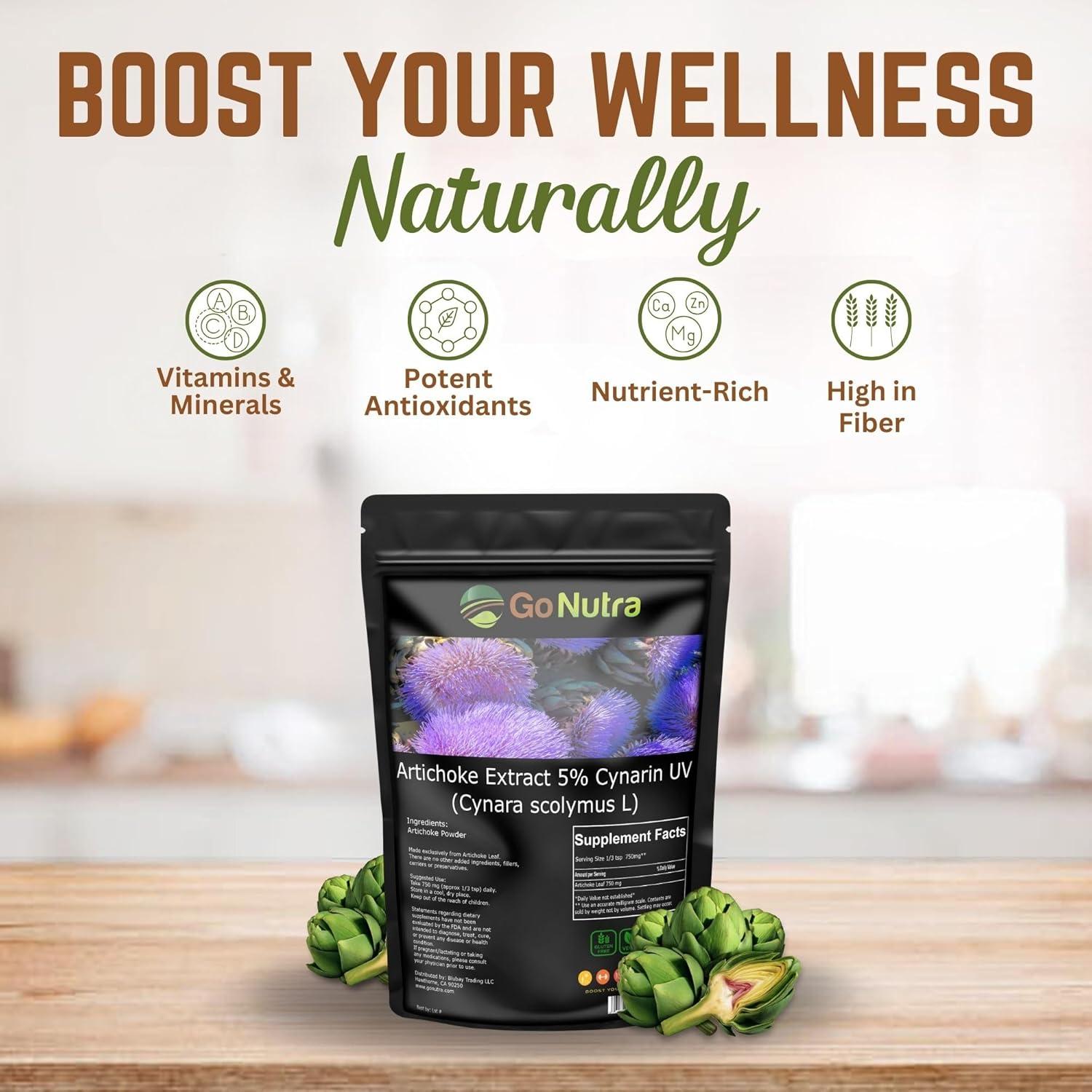 Go Nutra Extracto de Alcachofa en Polvo 113.4g - 5% Cinarina