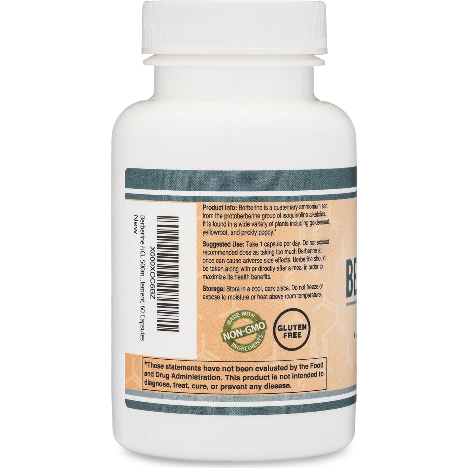 Suplemento de Berberina 500mg Double Wood - 60 Cápsulas Veganas